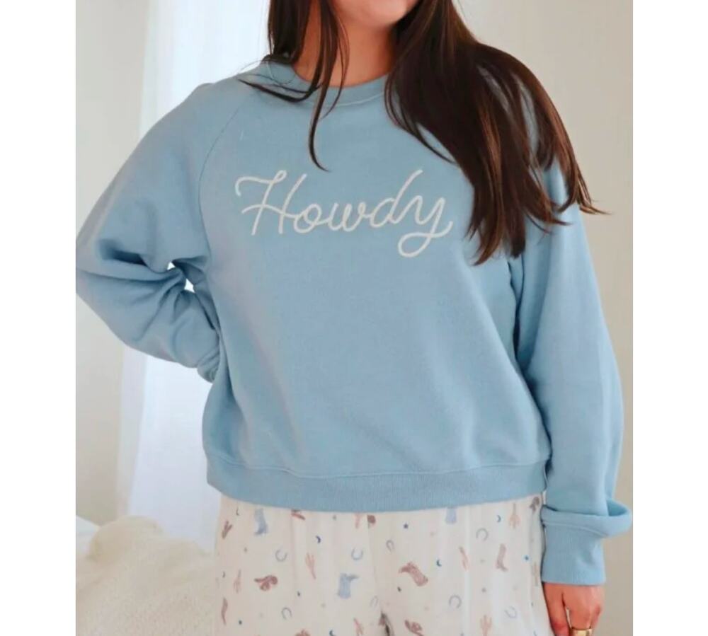 Z Supply Howdy Light Blue Sweatshirt Small
